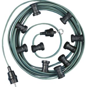 Prikkabel 30 fittingen E27 10 meter groen