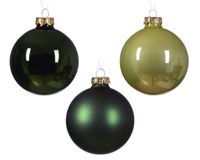 Kerstbal glas d8 cm groen ass 16st kerst - Decoris