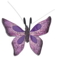 Tuindecoratie bloempothanger vlinder - kunststeen - paars - 13 x 10 cm