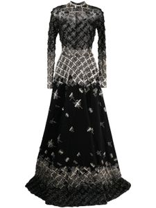 Saiid Kobeisy robe en tulle à ornements de perles - Noir