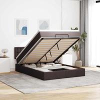 Ottoman bed met matras en LED's 140x200cm stof donkerbruin