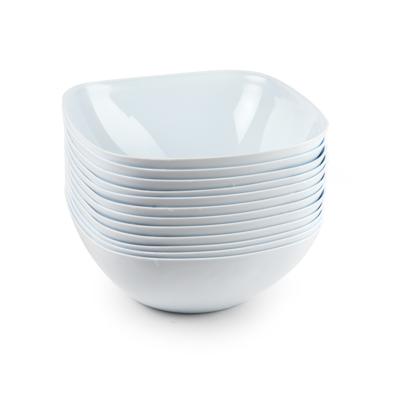 Plasticforte Serveer schaaltje - 6x - vierkant - wit - 23,5 x 9 cm kunststof - snack schaaltjes