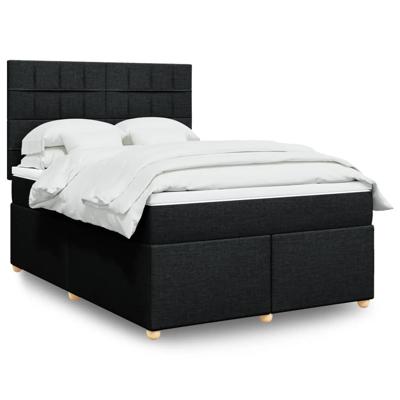 Boxspring met matras stof zwart 140x190 cm