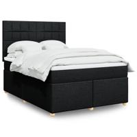 Boxspring met matras stof zwart 140x190 cm