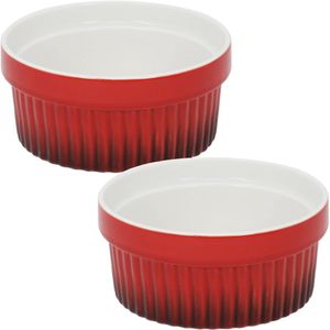 10x Creme brulee schaaltjes/bakjes rood 9 cm van porselein