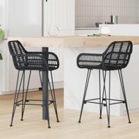 Barkruk 2 pcs Zwart 55 x 52 x 92 cm Riet en IJzer