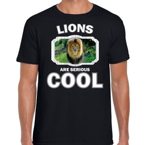 Dieren leeuw t-shirt zwart heren - lions are cool shirt 2XL  -
