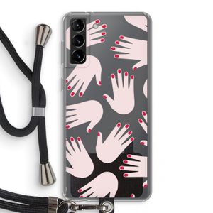 Hands pink: Samsung Galaxy S21 Plus Transparant Hoesje met koord