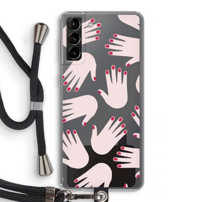 Hands pink: Samsung Galaxy S21 Plus Transparant Hoesje met koord