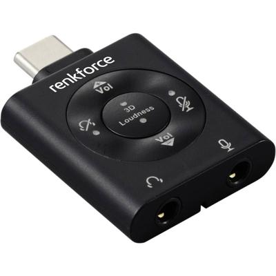 Renkforce USB-C, Audio Adapter [1x USB-C stekker - 1x Microfoon (3,5 mm aansluiting), Koptelefoon (3,5 mm aansluiting)] RF-SGA-171