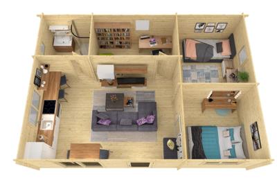 Blokhut - Tuinhuis Las Palmas | 44 mm | bruin geïmpregneerd