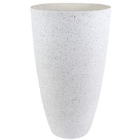 Bloempot/plantenpot vaas van gerecycled kunststof wit D29 en H50 cm   - - thumbnail