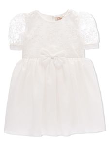 Tulleen robe fleurie détail de nœud - Blanc