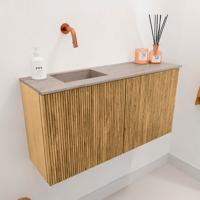 Toiletmeubel Mondiaz Joya Dlux | 80 cm | Meubelkleur Oak | Faye wastafel Saba Wasbak Links | Zonder kraangat(en)
