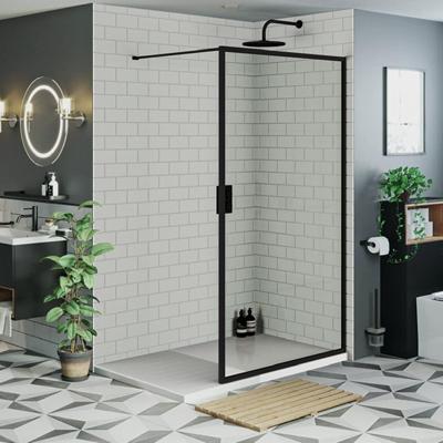 Inloopdouche Olivia 80x200cm Helder Glas Mat Zwart Raamwerk