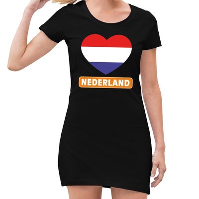 Zwart Nederland met rood wit blauw hart jurk dames Zwart Nederland met rood wit blauw hart jurk dames