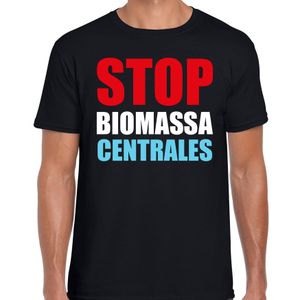 Stop biomassa centrales demonstratie / protest t-shirt zwart voor heren