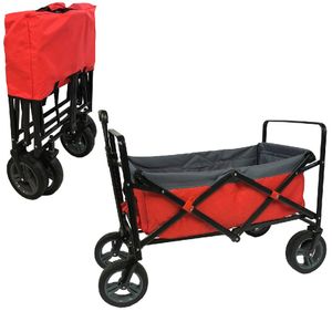 Outdoor Bolderkar / Bolderwagen met Massieve Wielen - Opvouwbaar - Rood / Grijs