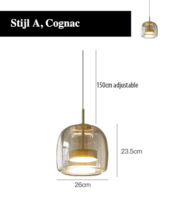 LumiGlow - Elegante Glassteen Hanglamp met LED-verlichting
