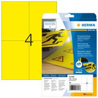 Herma 8032 Folie-etiketten 105 x 148 mm Polyester Geel 100 stuk(s) Extra sterk hechtend Laser (zwart/wit), Laser (kleur), Kopiëren (zwart/wit), Kopiëren (kleur)