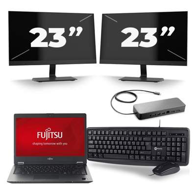 Fujitsu LifeBook U728 - Intel Core i7-8e Generatie - 12 inch - 16GB RAM - 256GB SSD - Windows 11 + 2x 23 inch Monitor