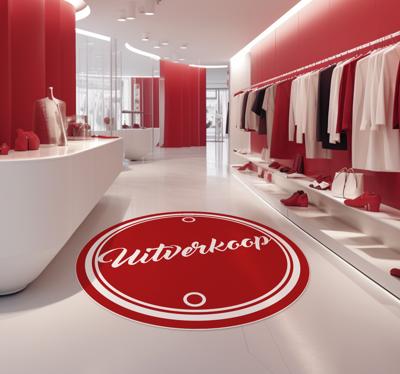 Rode cirkel tekst verkoop vinyl tapijt