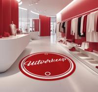 Rode cirkel tekst verkoop vinyl tapijt