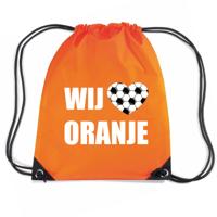 Wij houden van oranje rugzakje - nylon - sporttas - met rijgkoord - Nederland supporter