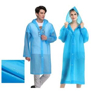 Regenjas poncho met capuchon en drukknoopsluiting - blauw - PVC - one size