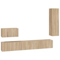 The Living Store TV meubel set Sonoma eiken - 2x 100x30x30cm - 1x 60x30x30cm - 1x 30.5x30x110cm - thumbnail