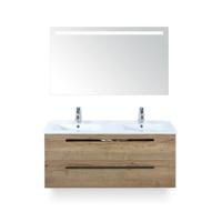 Seville Badmeubelset 120 cm - 2 laden Natuur Eiken - Wastafel Enjoy Dubbel - met Sence Spiegel