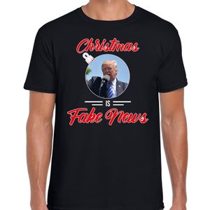 Trump Christmas is fake news fout Kerstshirt zwart voor heren