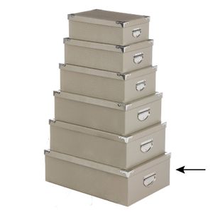 5Five Opbergdoos/box - 2x - beige - L48 x B33.5 x H16 cm - Stevig karton - Crocobox