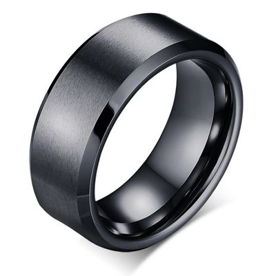 Wolfraam herenring 8mm Zwart
