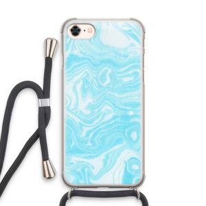 Waterverf blauw: iPhone 7 Transparant Hoesje met koord