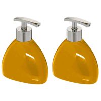2x Stuks Zeeppompjes/zeepdispensers van keramiek - mosterd geel - 300 ml - Zeeppompjes - thumbnail