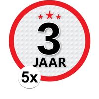 5x 3 Jaar leeftijd stickers rond verjaardag versiering   -