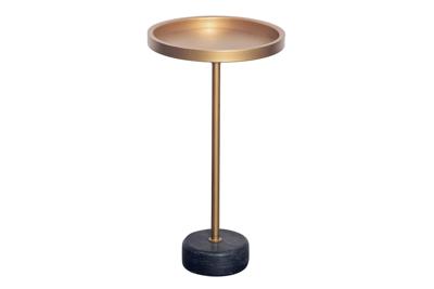 Side table TRAYFUL 60cm grijs marble base gouden frame and top - 44850