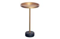 Side table TRAYFUL 60cm grijs marble base gouden frame and top - 44850