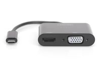 Digitus DA-70858 USB / HDMI / VGA Adapter [1x USB-C stekker - 1x HDMI-bus, VGA-bus] Zwart 0.11 m - thumbnail