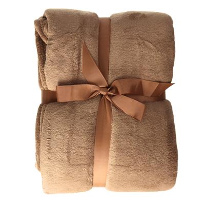 Fleece dekentje - bruin - 180 x 230 cm - polyester - deken - plaid - bankdeken