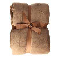 Fleece dekentje - bruin - 180 x 230 cm - polyester - deken - plaid - bankdeken - thumbnail