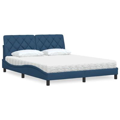 Bed met matras stof blauw 160x200 cm
