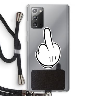 Middle finger white: Samsung Galaxy Note 20 / Note 20 5G Transparant Hoesje met koord