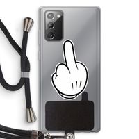 Middle finger white: Samsung Galaxy Note 20 / Note 20 5G Transparant Hoesje met koord