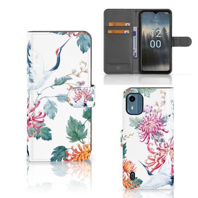 Nokia C12 | Telefoonhoesje | Met pasjeshouder | Bird Flowers