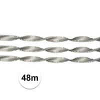 Folat Feest/verjaardag versiering - 3x - crepe slingers - zilver - 24 mtr - papier - feestartikelen
