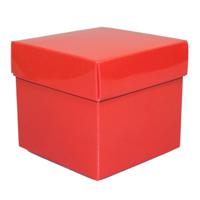 Luxe cadeaudoosje met deksel - rood metallic - 10 x 10 x 10 cm - vierkant