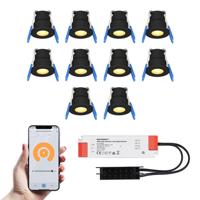 Set van 10 Milano Smart LED Mini Inbouwspots - Veranda spots - 12V 3W 200lm - Dimbaar - Wifi & Bluetooth - 2700K - IP65 waterdicht - Zwart