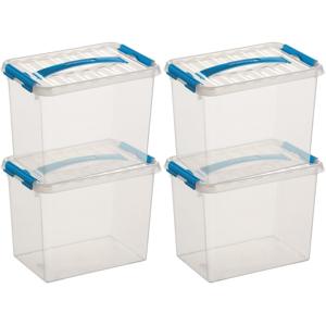 6x sunware q-line opberg box/opbergdoos - 9 liter - 30 x 20 x 22 cm - kunststof - transparant